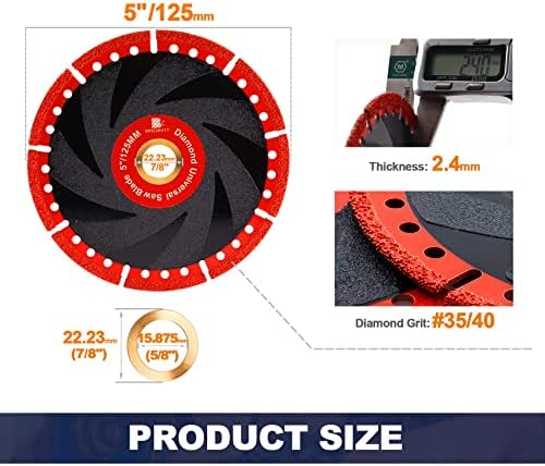 Metal Cutting Diamond Blade 5"- BRSCHNITT 2pcs 125mm All-Purpose Diamond Saw Blade for Rebar Sheet Metal Angle Iron Stainless Steel Concrete.