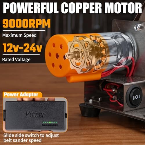Mini Electric Belt-Sander Knife-Sharpener Sanding Machine - Small Bench Grinder Kit 7 Speed Adjustable Power Polisher DIY Polishing Grinding Tool For Metal Wood DIY Craft Jewelry