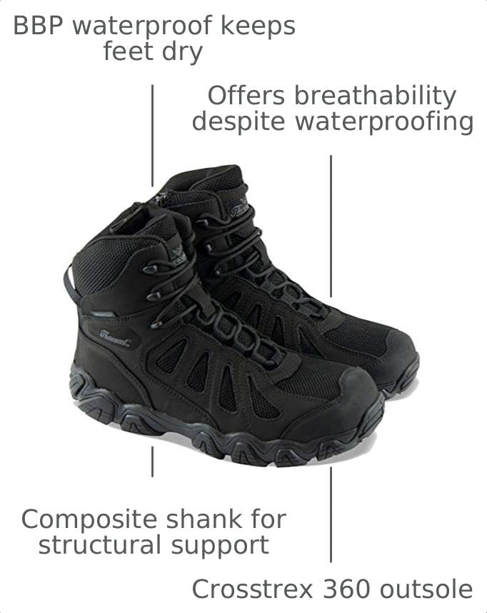 Thorogood Men's Crosstrex Series - 6" BBP Waterproof, Side Zip Composite Safety Toe Hiker Boot