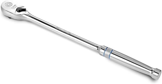 DURATECH Extra Long Handle 3/8-Inch Drive Ratchet, 90-Tooth Ratchet Wrench | Socket Wrench with 12" Handle and Dust Proof Teardrop Enclosed Head, Reversible, CR-V Steel Made, CR-MO Head, Full Polished