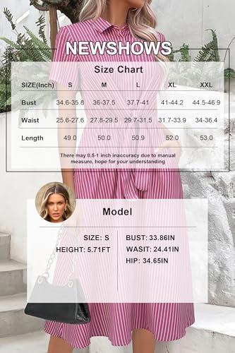 Newshows Women's Work Business Casual Outfits Tie Waist Midi Shirt Dress