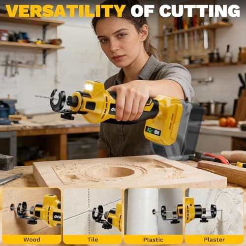 Cordless Drywall Cut-Out Tool Compatible with Dewalt 20V Battery, 3 Speed Adjustable Brushless Rotary Saw with Up to 30000 RPM, Compact Spiral Saw Kit for Wood,Drywall,Tiles,plastic (Tool Only)