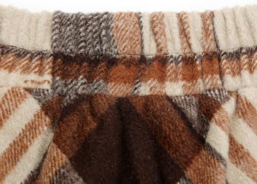 IDEALSANXUN Womens Plaid Wool Skirts Elastic Waist A-Line Pleated Tartan Long Skirts