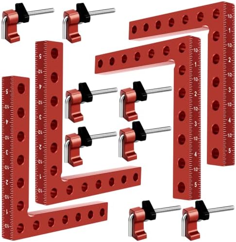 90 Degree Clamp, Cabinet Clamp, 5.5" x 5.5"(14 x 14cm) Aluminum Alloy Right Angle square Tool, Corner Clamps for Woodworking Tools, Right Angle Clamp, Drawers, Picture Frame (4pack)