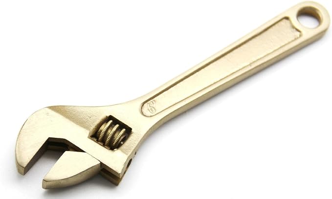 TMAX Non-Sparking 6" Adjustable Wrench Jaw Capacity 11/16" Aluminum Bronze | Spark Free Safety, Non-Magnetic And Corrosion-Resistant | Safety Tool For Flammable Hazardous Environment