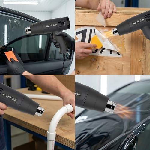 Spanno Heat Gun for Vinyl Wrap, Car Wrap Kit Includes Cutters and Squeegees