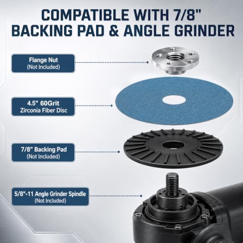 50 Pack Zirconia Resin Fiber Sanding Grinding Discs, 4.5" x 7/8” 60 Grit