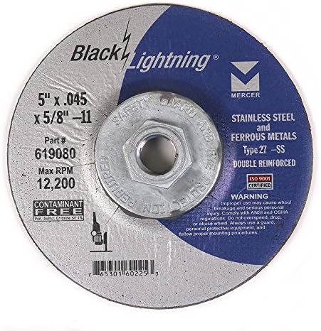 Mercer Industries 619080 Type 27 Depressed Center Double Reinforced Cut-Off Wheel, All Metals Cutting, Including SS, 20 Pack, 5" x .045" x 5/8"-11"