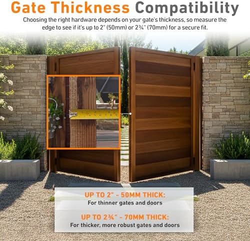 GATEMATE 2” Single Locking Long Throw Lock, High Security with Slide Bolt, Stainless Steel & Powder Coated, Corrosion Resistant, Elongated Keep for Gate Drop.