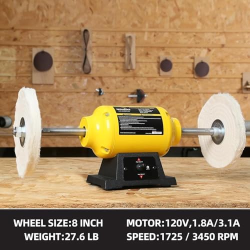 Woodskil 8" 1/2HP Dual Speed Benchtop Buffer Polisher,1.8/3.1A,1725/3450RPM