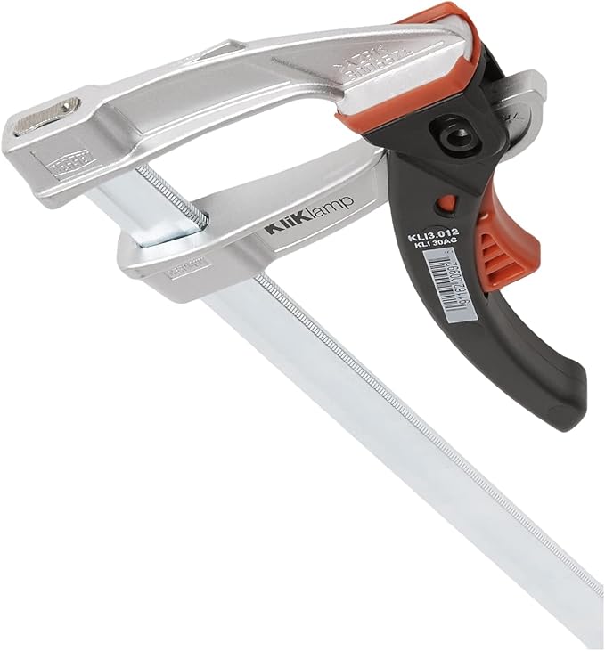 BESSEY KliKlamp Series Ratchet Action Lever Clamp - 12-Inch -KLI3.008 - Fast Action, Heavy Duty Clamps for Woodworking, Carpentry, & Cabinetry - Professional Grade for DIY and Home Improvement