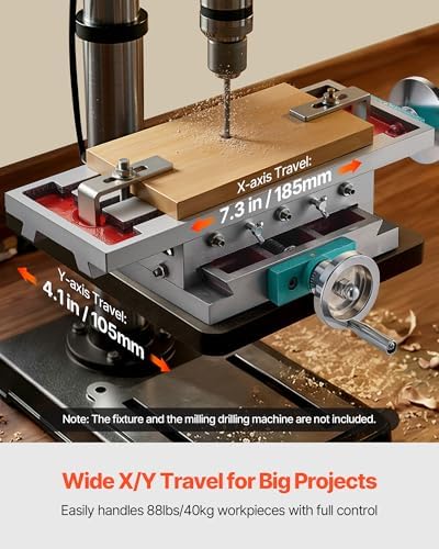 VEVOR Milling Working Table 17.7 X 6.7 Inch, Compound Milling Machine Work Table 2 Axis 4 Ways Move, Multifunction Milling Working Table Heavy-duty Structure,for Milling and Drilling Machine