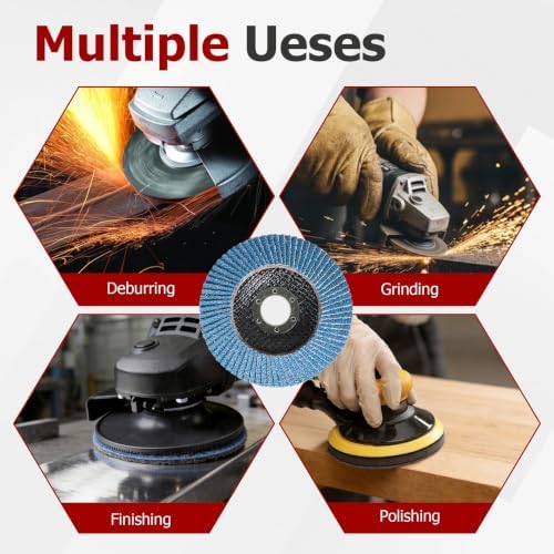 findmall 50 Pack 4-1/2" X 7/8" 80 GRIT Flap Disc Grinding Wheel Sandpaper