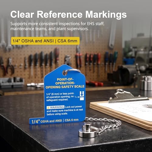 SCOTTCHEN Pinch Point Safety Gauge, 1/4 Inch (6 mm) Machine Guard Opening Tool with Magnet Chain for Machine Guarding Inspections, EHS Checks and Safety Training