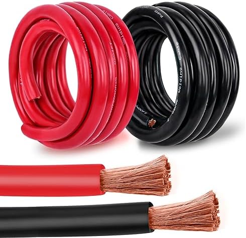 6 Gauge Battery Cable Copper Wire, 10FT Red + 10FT Black
