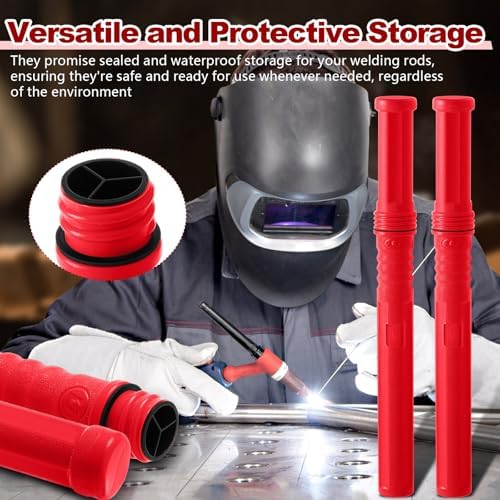 Tandefio 4 Pcs Welding Rod Storage Tube 40 Inch Tig Rod Storage Canisters Welding Electrode Holder Airproof Waterproof Container(Red)