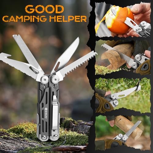BIBURY 22-in-1 Titanium Plated Multitool Pliers with Scissors,Self-locking