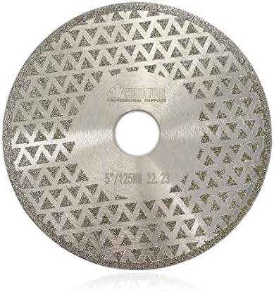 SHDIATOOL 5 Inch Electroplated Diamond Cutting Grinding Disc Fits 7/8 Inch Arbor Both Side Coated Diamond Blade for Granite Marble Diamond Disk Diamond Wheel