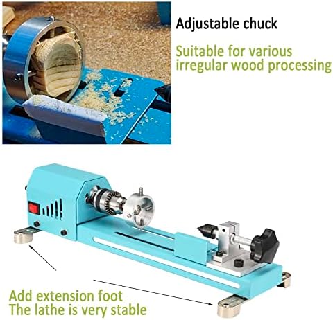 Mini Lathe Wood Lathe Machine Multi-Purpose Type Lathe Milling Cutting Grinding Polishing Professional Table Top Lathe Tool Kit