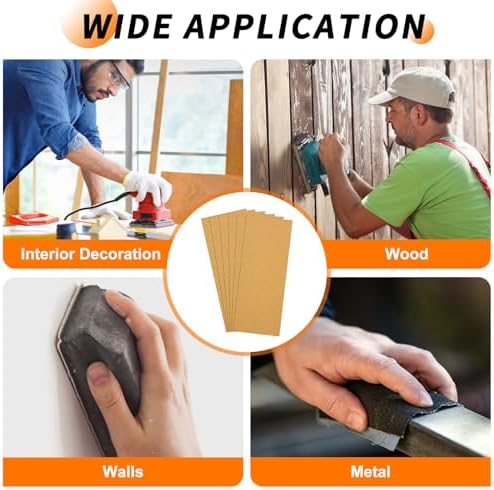 6 Pcs 100 Grit Sandpaper 3.6 x 9 Inch Sand Paper Alumina Gold