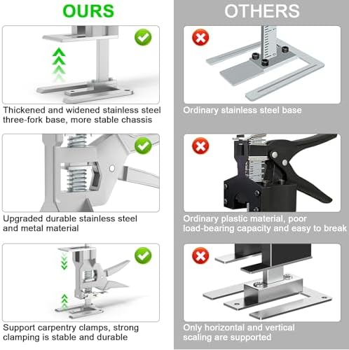 Labor Saving Arm Jack 2 Pack, 12 Inch All-Metal Hand Lifting Jack Tool, 440LBS Capacity Precise Control Slow/Fast Descent Furniture Jacks Lifter for Lifting Door Furniture, Wall Tile Positioning