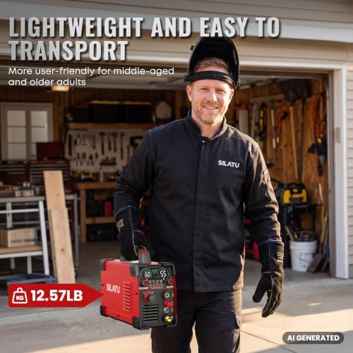 SILATU 55A Plasma Cutter, HF Non-Touch Pilot Arc Plasma Cutter Machine, 7/10″ Max Cut 9/16″ Clean Cut, Portable 110/220V Dual Voltage IGBT Inverter Digital Display, PT/2T/4T for Beginners DIY (Red)