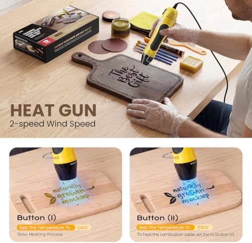 Wood Burning Paste and Pen Set, 4oz Charcoal Burning Paste, Charcoal Scorch Pen Set, Wood Burning Paste Pen & Heat Gun Set. Create Exquisite DIY Wood Burning Artworks in just Minutes.