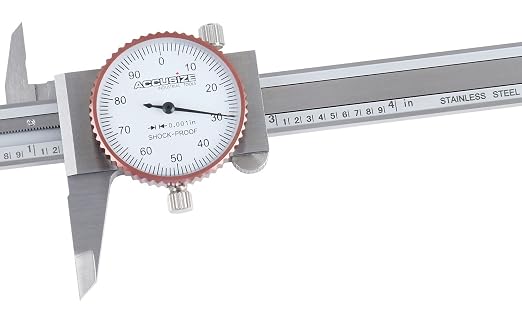 Accusize Industrial Tools 0-4 inch by 0.001 inch Precision Dial Caliper, Stainless Steel, in Fitted Box, P920-S214