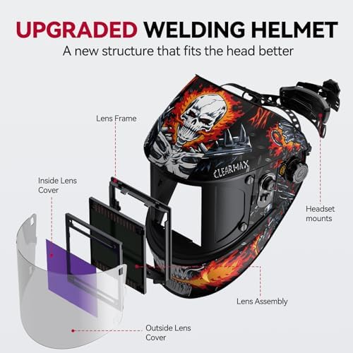 ARCCAPTAIN Welding Helmet, 3.94"×3.66" Auto Darkening Welding Hood