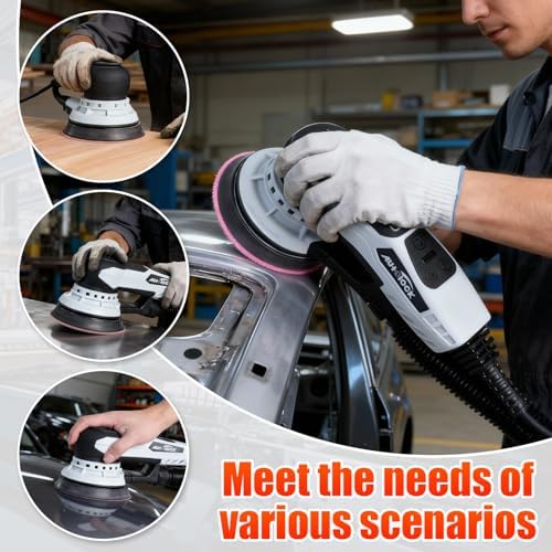 Autolock Electric Random Orbital Sander, 350W Brushless Motor with 5 & 6 Inch Pads, 10000RPM Palm Sander for Woodworking, Sanding and Polishing (1pcs)