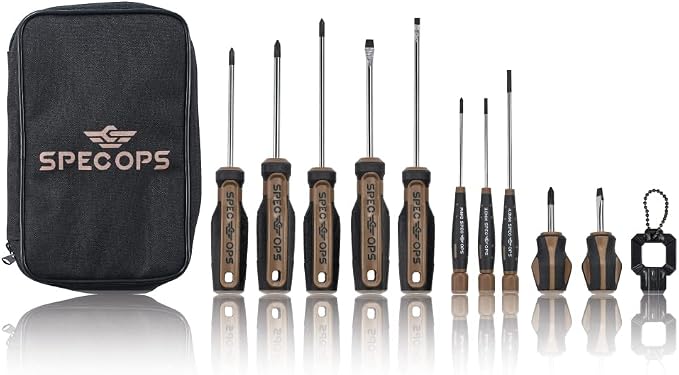 Spec Ops Tools Screwdriver Set for Professional Construction & Jobsite Use, Phillips and Slotted Drivers with Magnetic Tips, 10-Piece