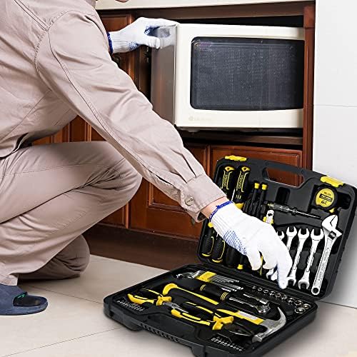 DOWELL 61-Piece Tool Set Kit Mechanic Tool Set Socket Wrench Set Auto Repair Household Repair Hand Tool Kit with Plastic Tool Box Storage Case