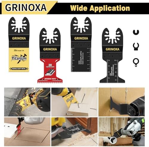 60PCS Multitool Blades, Oscillating Saw Blades with Titanium Coating, Japanese Teeth for Wood, Plastic & Metal, Universal Oscillating Tool Blades Fit DeWalt, Milwaukee, Ryobi, Fein