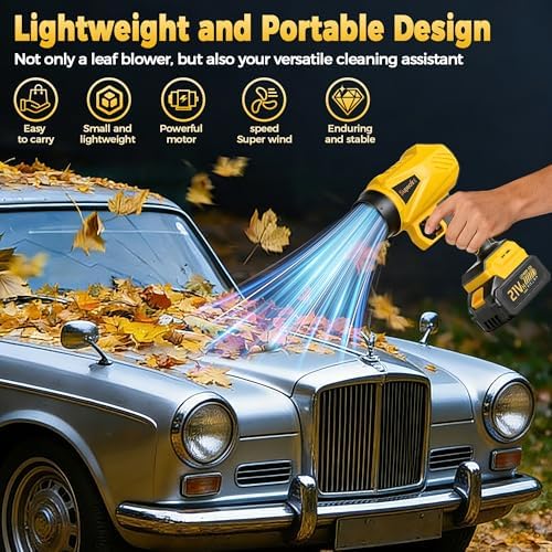 Leaf Blower Cordless - Handheld Electric Blower with 2 X 4.0Ah Batteries and Charger, 700CFM Stepless Speed, Powerful Blower with 2 Extended Nozzle, Lightweight Blower for Yard/Garage/Lawn Cleaning