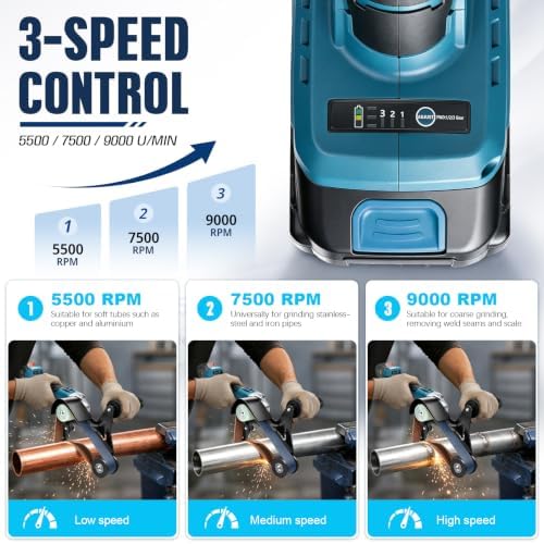 1200W Brushless Cordless Pipe Belt Sander, 3 Speeds Adjustable Tube Sander