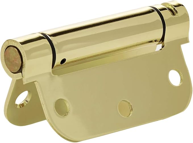 Amazon Basics Self-Closing Door Hinge, 3.5 Inch x 3.5 Inch, Polished Brass, 1-Piece, Hardware Included