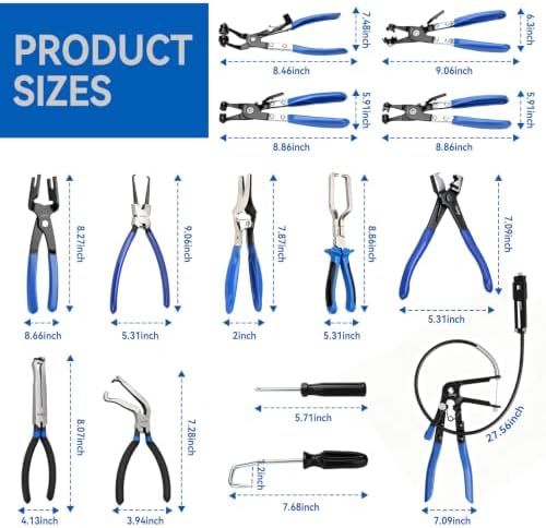 DISEN 14 PCS Hose Clamp Pliers & Fuel Line Electrical Disconnect Tool Set