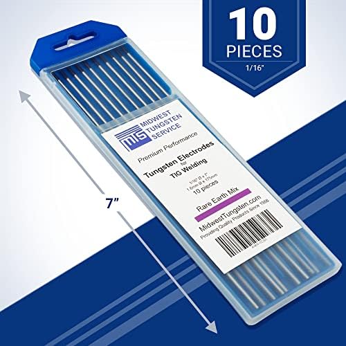 Midwest Tungsten Service TIG Welding Tungsten Electrodes 10-Pack (Purple - Rare Earth Blend (EWG), 1/16")