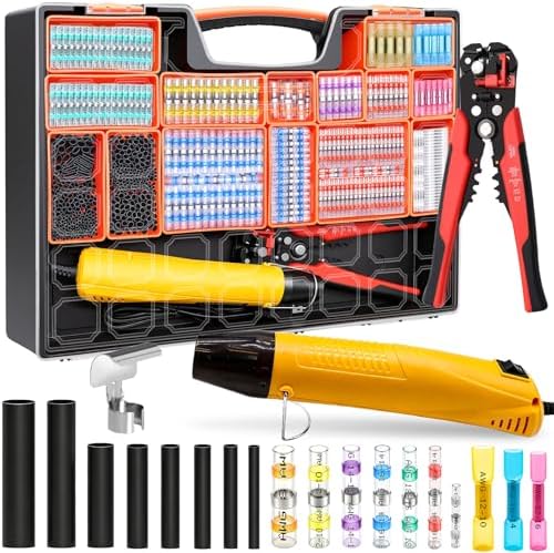 2066PCS Ultimate All-in-One Heat Shrink Solder Seal Wire Connectors Kit: Waterproof Solder Stick Butt Connectors, Heat Gun & Wire Stripper for Automotive, Marine & Electrical Projects Automotive