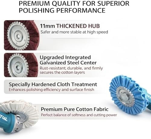 8" Airway Buffing Wheel, 10Pcs Aluminum Wheel Polishing Kit in Diameter 5/8 inch Arbor Hole, Polishing Compound and Aluminum Metal Polishing Wheel Kit for Angle Grinder Mirror Finish