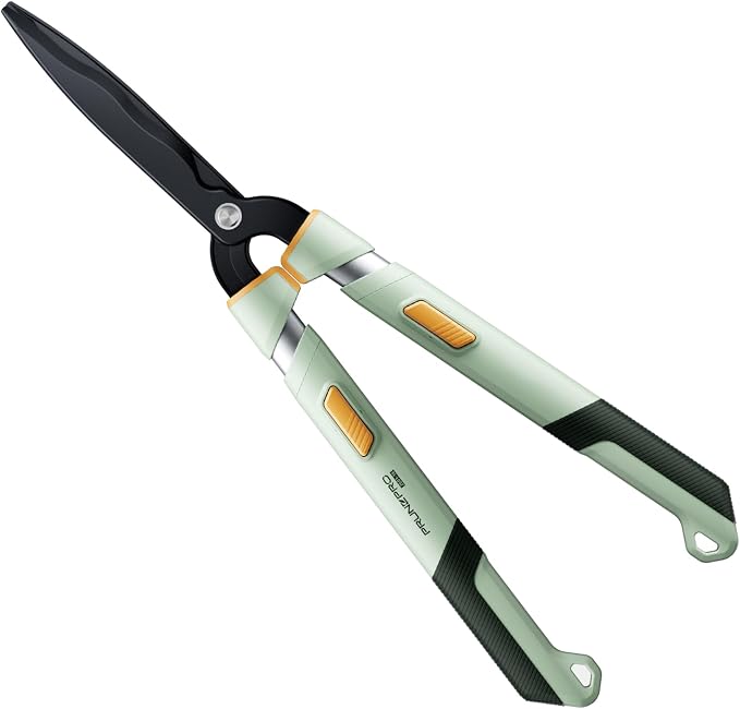 PrunePro Extendable Hedge Shears (27"-35") Wavy Stainless Steel Blades | Teflon Coated for Smooth Cuts | Lightweight Adjustable Garden Clippers for High Hedges & Bushes
