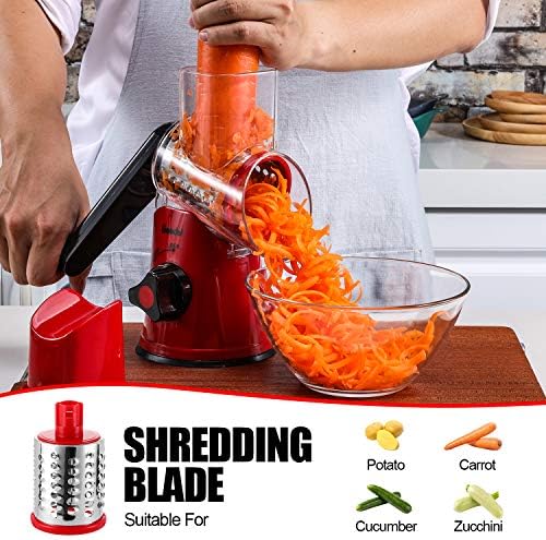 Geedel Rotary Cheese Grater Hand Crank, Cheese Shredder Vegetable Slicer