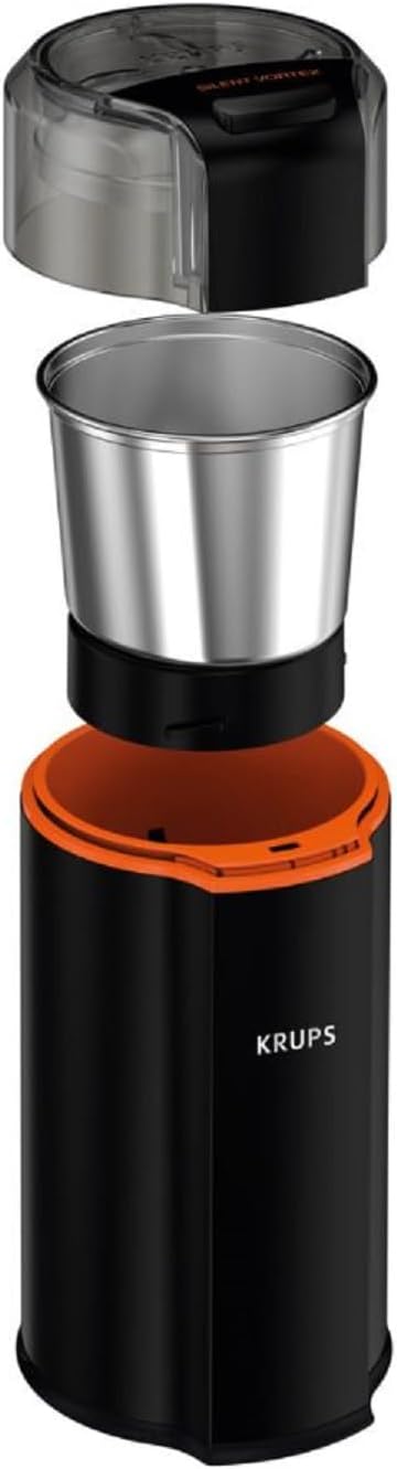 KRUPS Silent Vortex Electric Coffee Grinder: 3 oz Capacity, 5x Quieter, 175W Motor for Coffee Beans, Spices & Herbs - Removable Dishwasher-Safe Bowl, 12-Cup Yield, Black (Pack of 2)