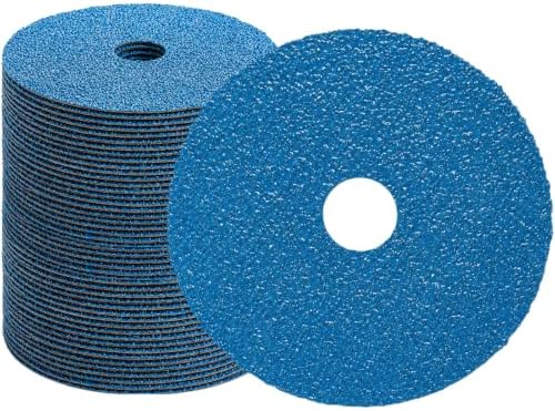 50 Pack Zirconia Resin Fiber Sanding Grinding Discs, 4.5" x 7/8” 24 Grit