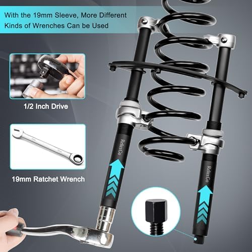 ReluxGo Coil Spring Compressor Tool Automotive 2 pcs Heavy Duty Macpherson Strut Spring Compressor Set with Safety Bracket for Car Truck ATV UTV, 2200 LB Capacity, Coil Spring Compression Tool
