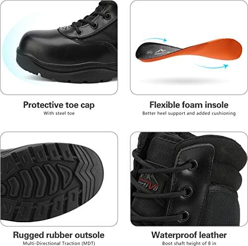 NORTIV 8 Men's Steel Toe Work Boots Side Zipper