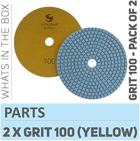 PPW120D Diamond Sanding Pads 4 Inch - For Concrete Terrazzo Marble Stone Granite Countertop Floor Wet Polishing, Grit 100 - Pack of 2