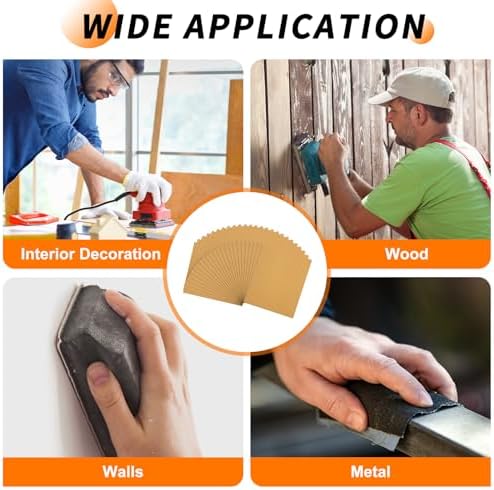 25 Pcs 120 Grit Sandpaper 9 x 11 Inch Sand Paper Alumina Gold