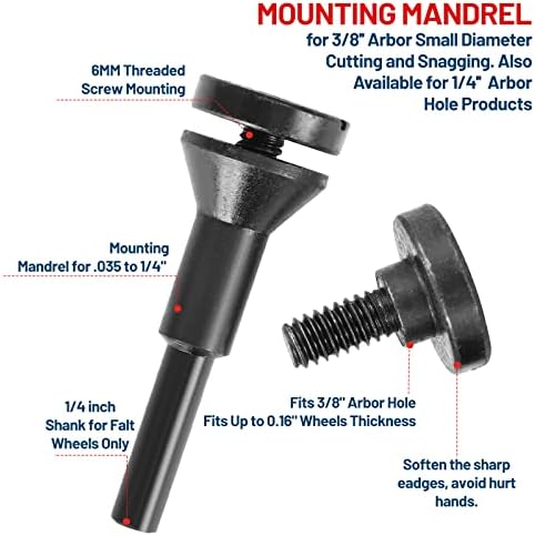 2 Pack Mounting Mandrel 3/8" & 1/4" Arbor Hole for Cut-Off Wheel Circular Saw Blade 1/4" Shaft for Die Grinder Rotary Tool