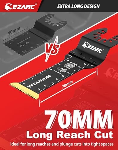 EZARC Titanium Oscillating Saw Blades, Extra-Long Oscillating Multitool Blades for Metal, Wood Nails, Screws Cutting, Plastic, 10 Pack